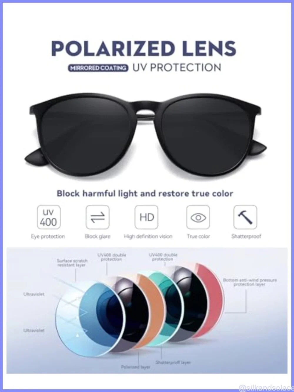 Polarized Round Retro Sunglasses UV Protection Lightweight Unisex